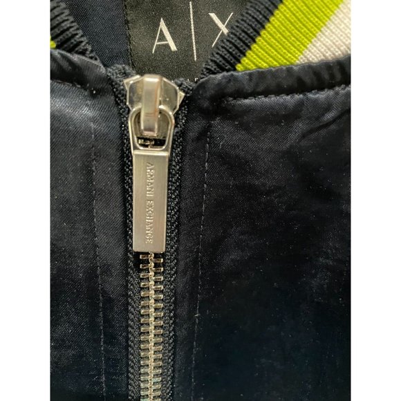 A|X Armani Exchange rare embryoid Men's L dark blue satin bomber Blouson Jacket - Picture 6 of 14